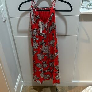 Alice + Olivia Red and Gray Floral Dress